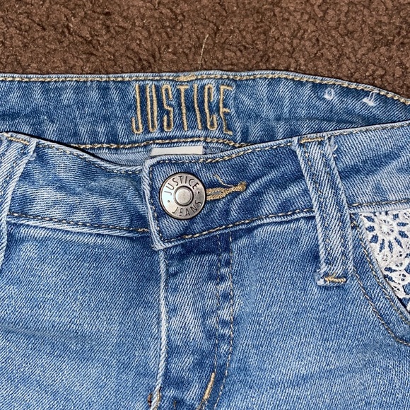 Justice- size 10- very gently used- blue jeans with cute design - Picture 2 of 4